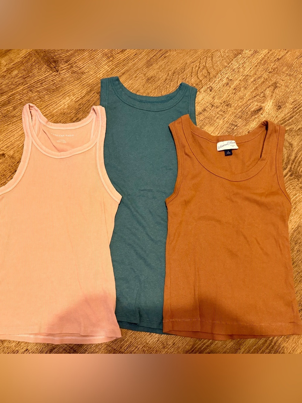 American Eagle, a new day, & Universal thread Tank Trio in Peach, Teal, and Rust
